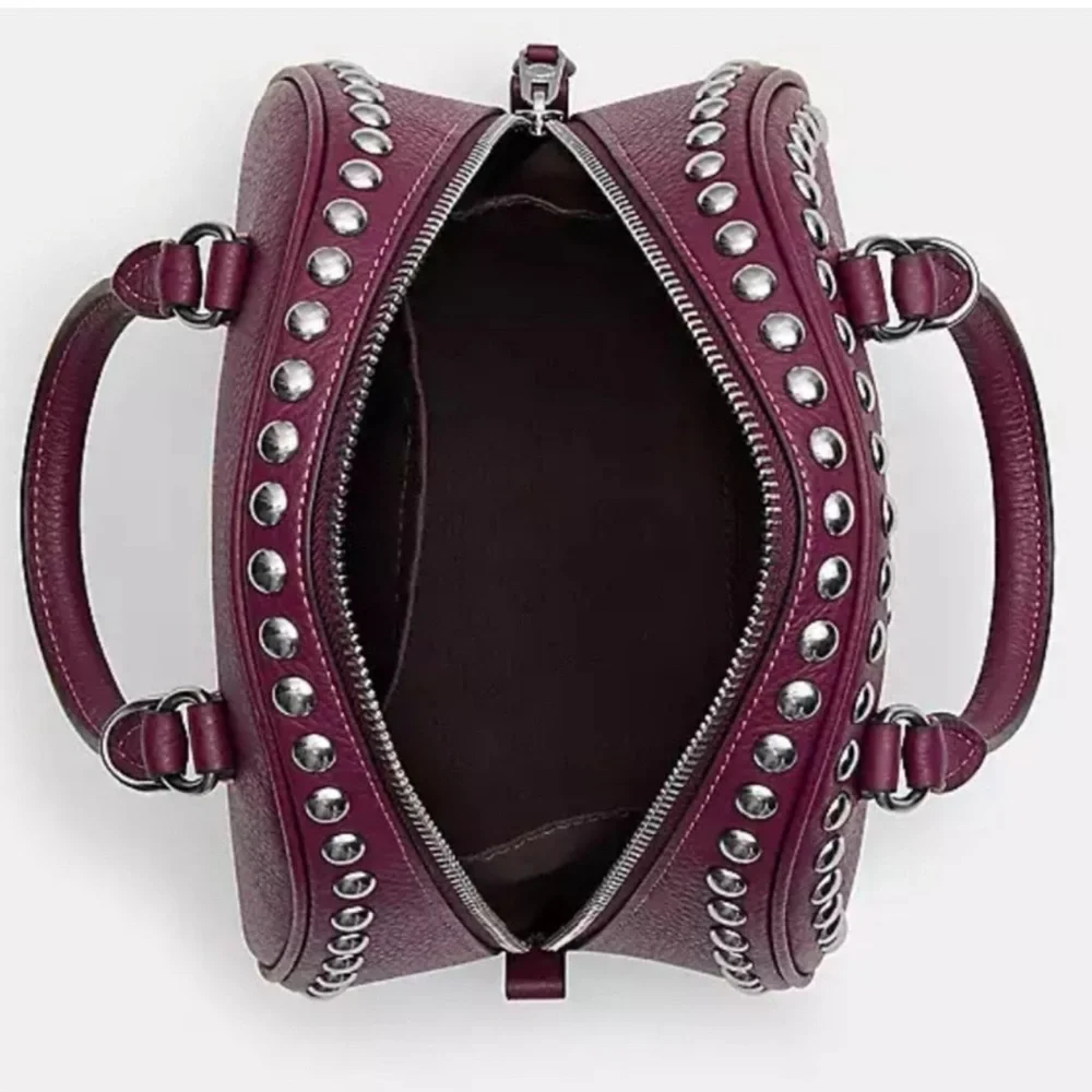 Coach Sydney Satchel with Rivets Crossbody Doctor’s Bag Satchel Studs 2 Handles - Picture 4 of 14